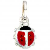Kinder Anhänger "Marienkäfer" rot/schwarz 925 Sterling Silber | Silberschmuck