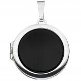 Medaillon 925 Sterling Silber mit Onyx schwarz rund | Edelsteine