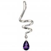 Anhänger "Tropfen" 925 Sterling Silber mit Amethyst violett | Edelsteine