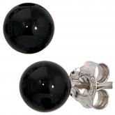 Ohrstecker 925 Sterling Silber mit Onyx schwarz kugelförmig | Edelsteine