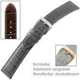 Uhrenarmband für Herren dunkelbraun Louisiana Prägung auf Kalbleder 22 mm | Uhren