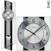 AMS Funk Wanduhr mit Pendel, Glas und Carbon AMS Funk Wanduhr mit Pendel, Glas und Carbon
