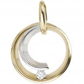 Anhänger rund 14k (585) Gelb-/Weißgold mit Brillant 0,10ct. | Bicolor Schmuck