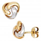 Ohrstecker 333 Gelbgold bicolor Knoten-Design verschlungen | Gelbgoldschmuck