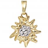 Anhänger Edelweiß 333 Gelbgold teilrhodiniert | Bicolor Schmuck