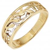 Damen Ring "Eukalyptus" 585 Gelb-/Weißgold kombiniert Brillant 0,02ct.