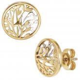 Ohrstecker "Eukalyptus" 585 Gelb-/Weißgold mit Brillanten 0,02ct.