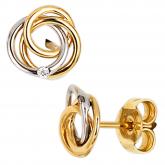 Ohrstecker Ring-Optik verschlungen 585 Gelb-/Weißgold mit 2 Brillanten
