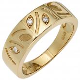 Damen-Ring 585 Gold Gelbgold mit 3 Diamant-Brillanten 0,04ct.