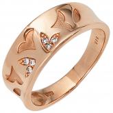 Damen-Ring 585 Rotgold teilmattiert mit Diamant-Brillanten 0,05ct.