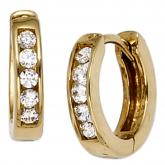 Creolen rund 333 Gelbgold mit 10 Zirkonia weiß