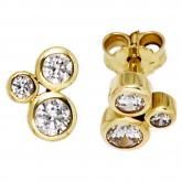 Ohrstecker 333 Gelbgold mit 6 Zirkonia weiß rund designt | Gelbgoldschmuck