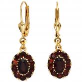 Boutons "Rose" 9k (375) Gelbgold mit 22 Granat Edelsteinen | Edelsteine