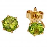 Solitär Ohrstecker 585 Gelbgold 2 Peridote grün | Edelsteine