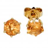 Solitär Ohrstecker 585 Gelbgold mit Citrinen | Edelsteine