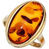 Damen Ring 9k (375) Gelbgold  mit Bernstein orange | Edelsteine