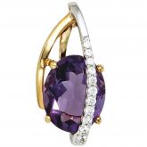 Anhänger 585 Gelb-/Weißgold mit Amethyst und Brillanten 0,10 ct. | Edelsteine