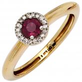 Damen Ring 585 Gelbgold mit Rubin und Brillanten 0,07 ct. | Edelsteine