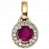 Anhänger 585 Gelbgold mit Rubin und Brillanten 0,07 ct. | Edelsteine