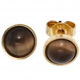 Ohrstecker 333 Gelbgold mit Tigerauge | Edelsteine