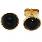Ohrstecker 333 Gelbgold mit Onyx schwarz | Edelsteine