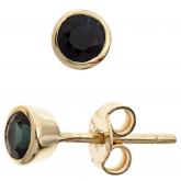 Ohrstecker 333 Gelbgold mit Blue Saphiren | Edelsteine