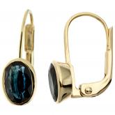 Boutons Ohrringe  333 Gelbgold mit Blue Saphiren | Edelsteine