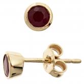 Ohrstecker 333 Gelbgold mit Rubinen | Edelsteine