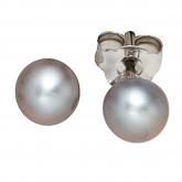 Ohrstecker 925 Sterling Silber mit 2 Süßwasser-Zuchtperlen grau ca. 5,5 mm | Perlen