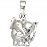 Kinder Anhänger "Elefantenpaar" 925 Sterling Silber teilmattiert | Silberschmuck