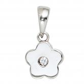 Kinder Anhänger "Blume" 925 Sterling Silber mit Zirkonia weiß | Silberschmuck