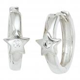 Kinder Creolen "Sterne" 925 Silber mit 2 Zirkonia weiß