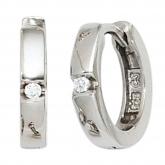 Kinder Creolen rund 925 Sterling Silber mit 2 Zirkonia weiß