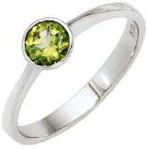 Damen Ring 925 Sterling Silber mit Peridot rund | Edelsteine