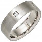 Damen Ring 925 Sterling Silber mattiert mit Brillant 0,03 ct. | 