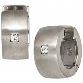 Creolen 925 Sterling Silber mattiert mit Brillanten 0,08 ct.