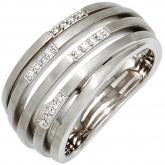 Damen Ring 925 Sterling Silber mattiert mit Brillanten 0,08 ct.
