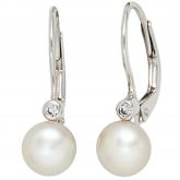 Boutons 925 Sterling Silber mit Süßwasser-Zuchtperlen und Zirkonia weiß | Silberschmuck