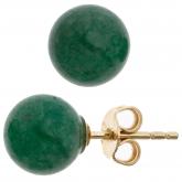Ohrstecker "Kugel" 333 Gelbgold mit 2 Aventurinen grün | Edelsteine