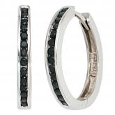 Creolen 925 Sterling Silber mit Zirkonia schwarz | 
