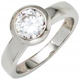 Damen Ring 925 Sterling Silber mit Zirkonia weiß rund | Silberschmuck