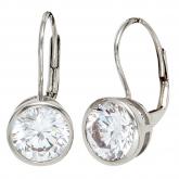 Boutons 925 Sterling Silber mit Zirkonia weiß rund | Silberschmuck