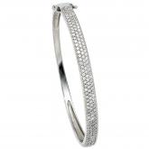 Armreif 925 Sterling Silber mit 3 Reihen Zirkonia weiß | Silberschmuck