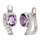 Creolen 925 Sterling Silber mit Zirkonia lila und weiß | Silberschmuck