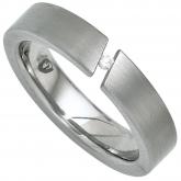 Damen Ring Edelstahl mattiert mit Brillant 0,03 ct. | Edelstahlschmuck