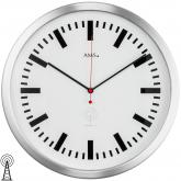 AMS Funk analog Wanduhr rund silberfarben mit gebürstetem Aluminium AMS Funk analog Wanduhr rund silberfarben mit gebürstetem Aluminium