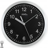 AMS Funk analog Wanduhr rund schwarz mit gebürstetem Aluminuum AMS Funk analog Wanduhr rund schwarz mit gebürstetem Aluminuum