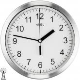 AMS Funk anlog Wanduhr rund weiß mit gebürstetem Aluminium AMS Funk anlog Wanduhr rund weiß mit gebürstetem Aluminium