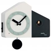 AMS Kuckucksuhr Wanduhr Quarz mit Pendel schwarz/weiß AMS Kuckucksuhr Wanduhr Quarz mit Pendel schwarz/weiß