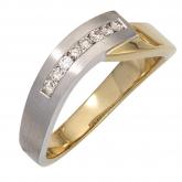 Damen Ring 585 Gelb-/Weißgold bicolor mit 8 Brillanten 0,16 ct. | Weißgoldschmuck